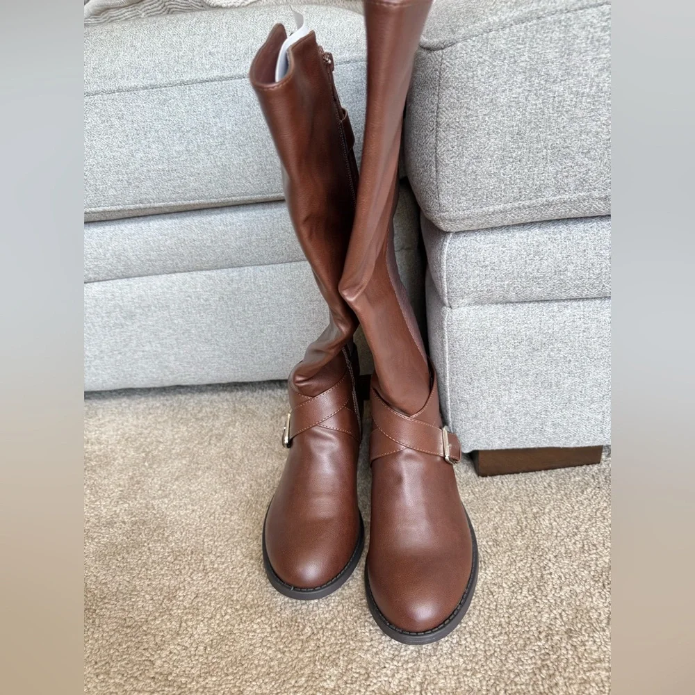 Torrid Extra Wide Calf Brown Knee-High Women's Boots - Picture 4 of 7